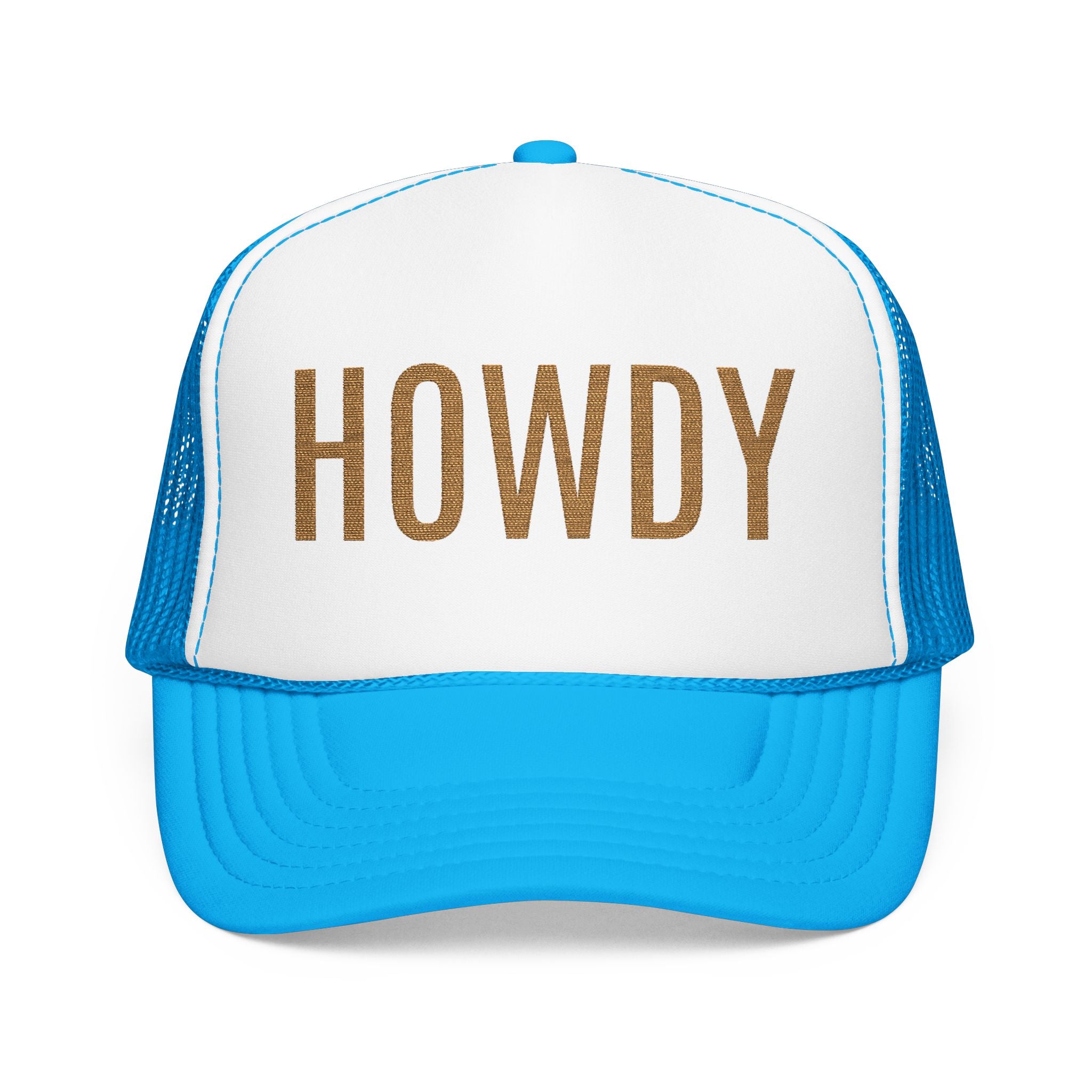 Howdy Trucker Hat — Glitter Letter Foam Mesh Cap