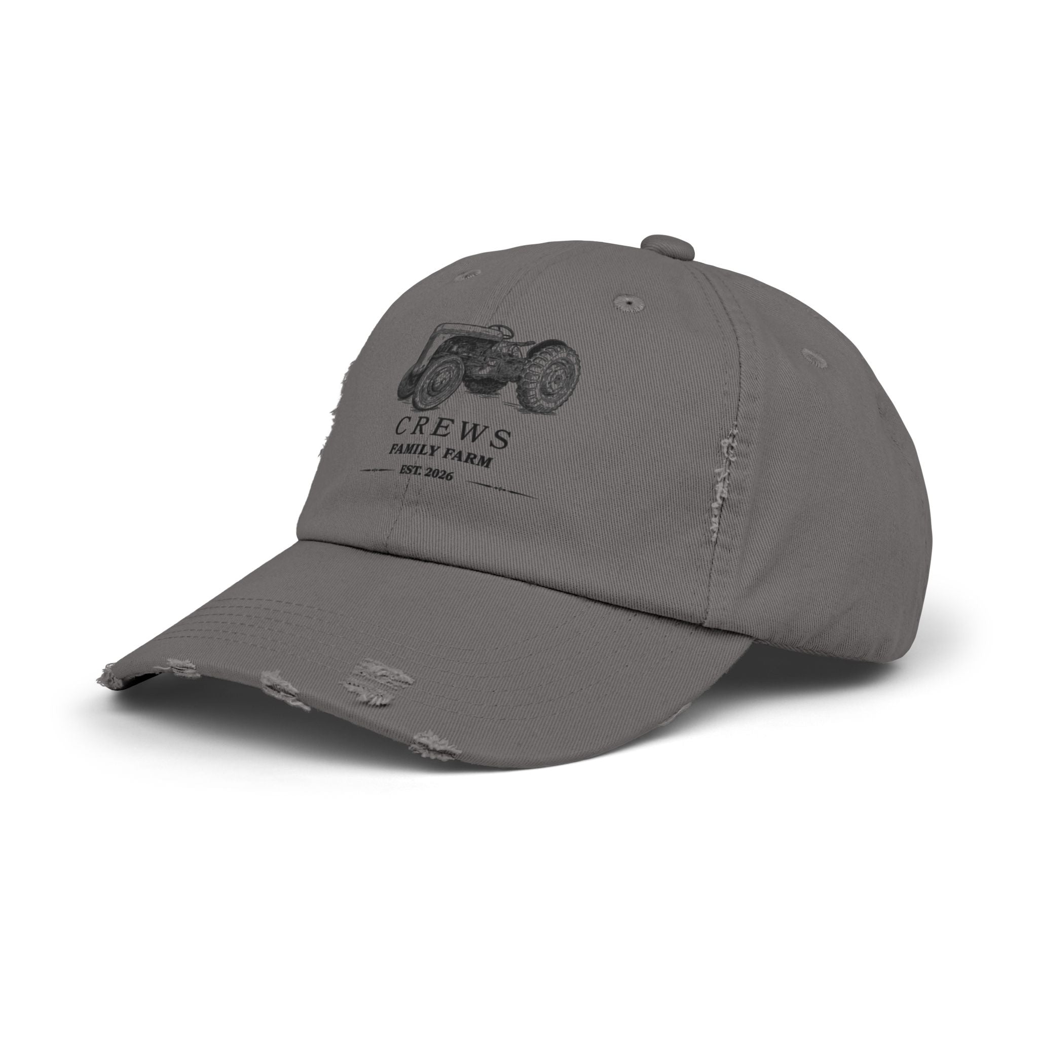 Distressed Tractor Cap — "Crews Family Farm" Vintage Farmers Hat