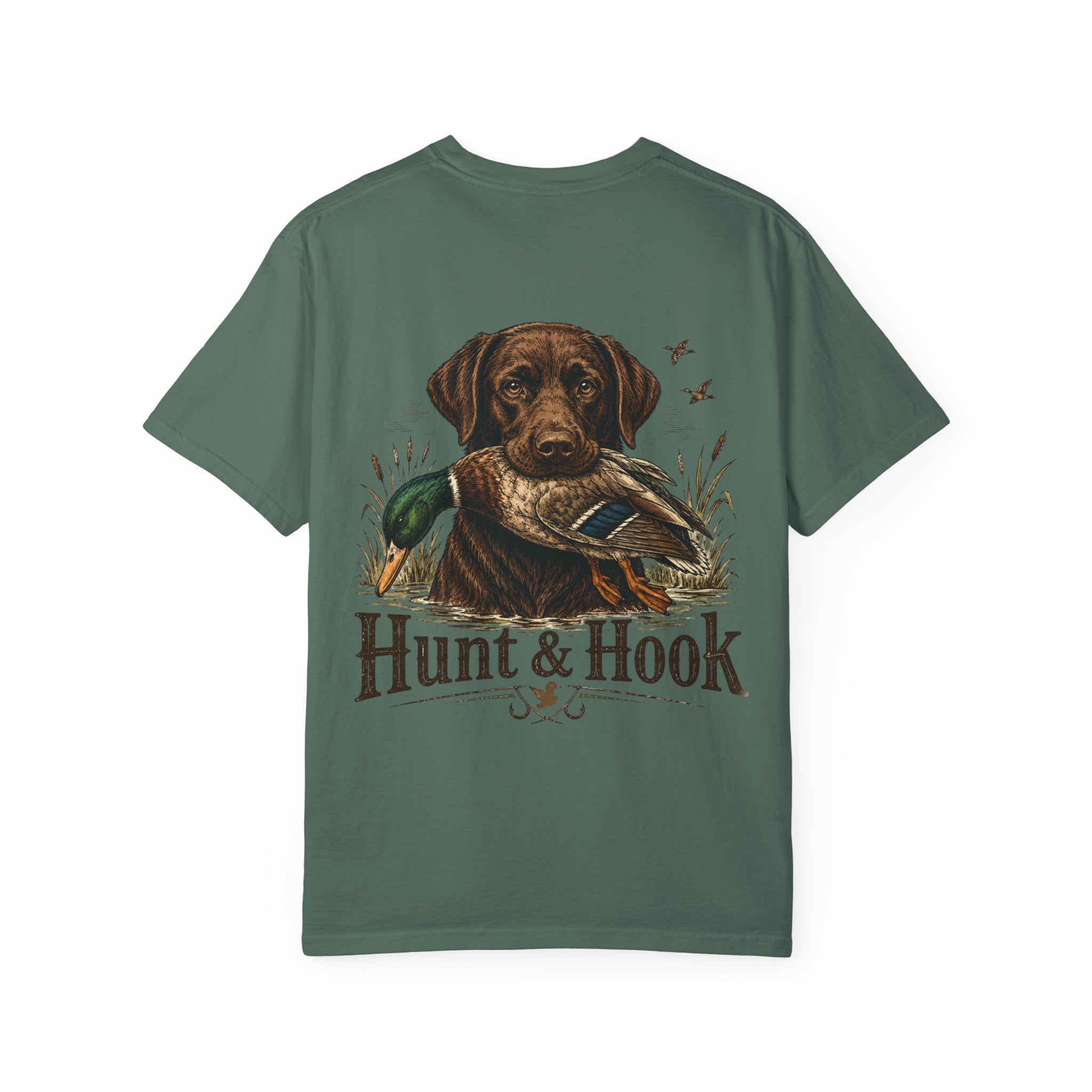Hunt & Hook Retriever T-Shirt — Hunting Dog & Duck Graphic Tee