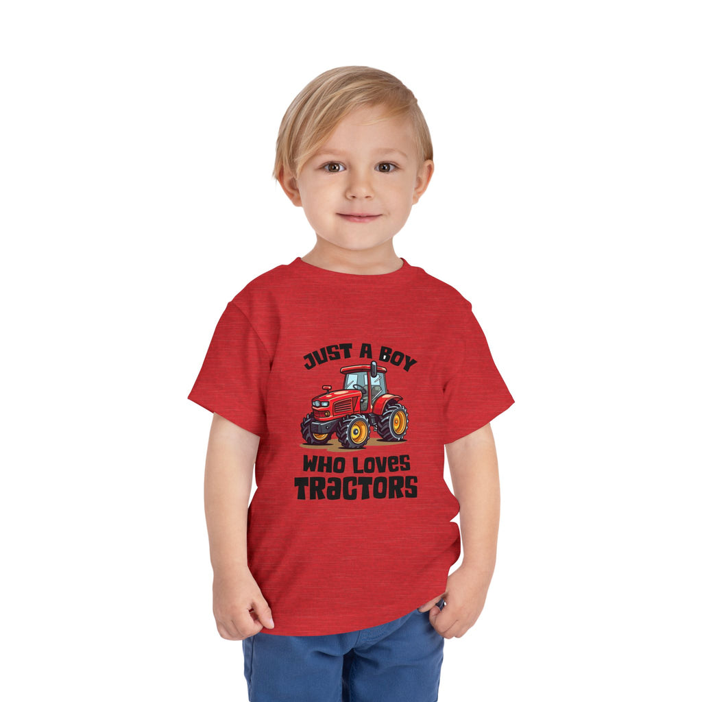 Toddler Tractor Tee — "Just a Boy Who Loves Tractors" Cute Farm Kids Shirt