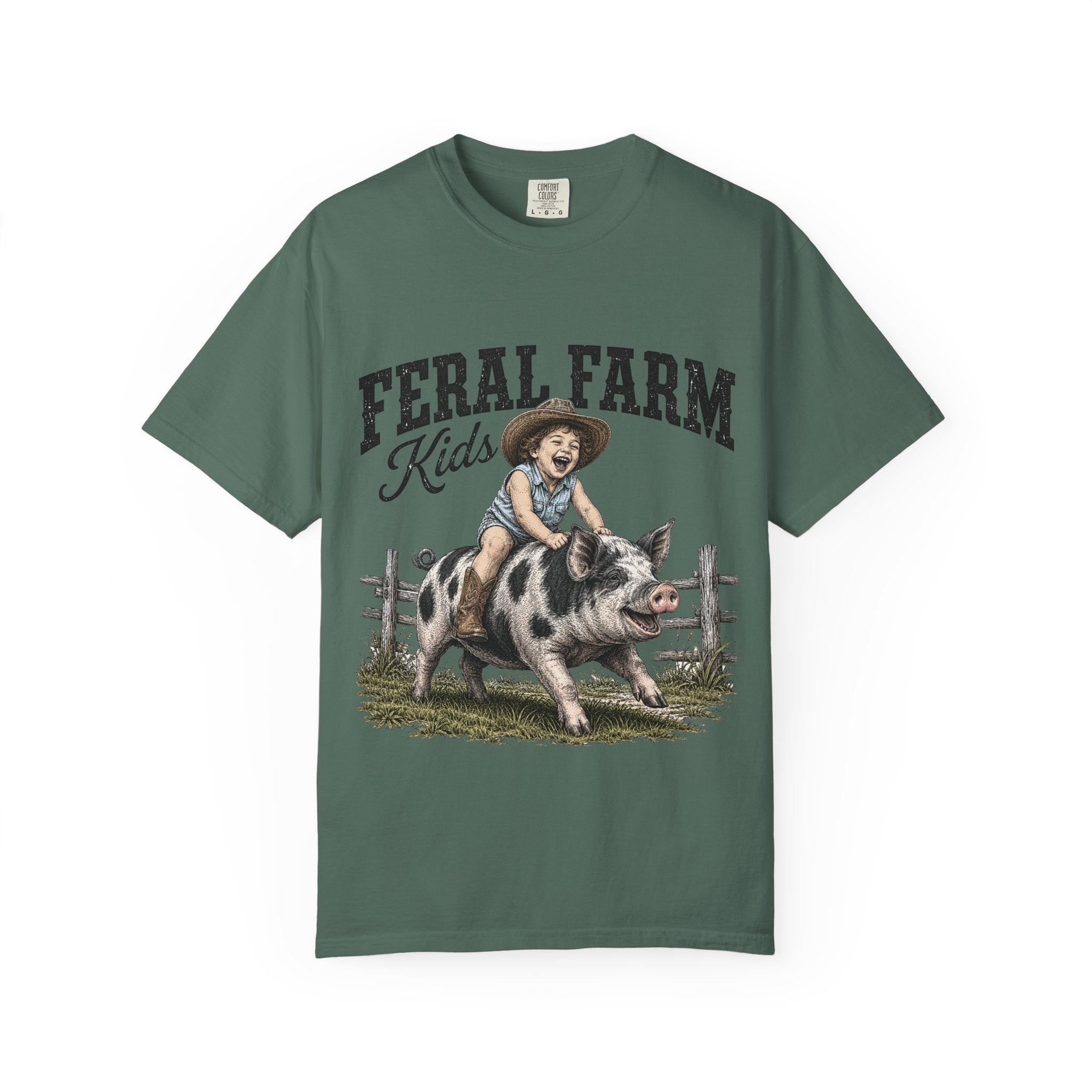 Feral Farm Kids T-Shirt — Vintage Pig Rider Graphic Tee
