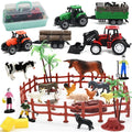 Farm Animals Figures Playset 40 Pcs Farm Toy Tractor with Plastic Farm Animals Figurines Farmer and Fence Farm Playset Farm Figures Farmer Truck Toy with Trailer for Kids Boys Girls Toddlers 3+