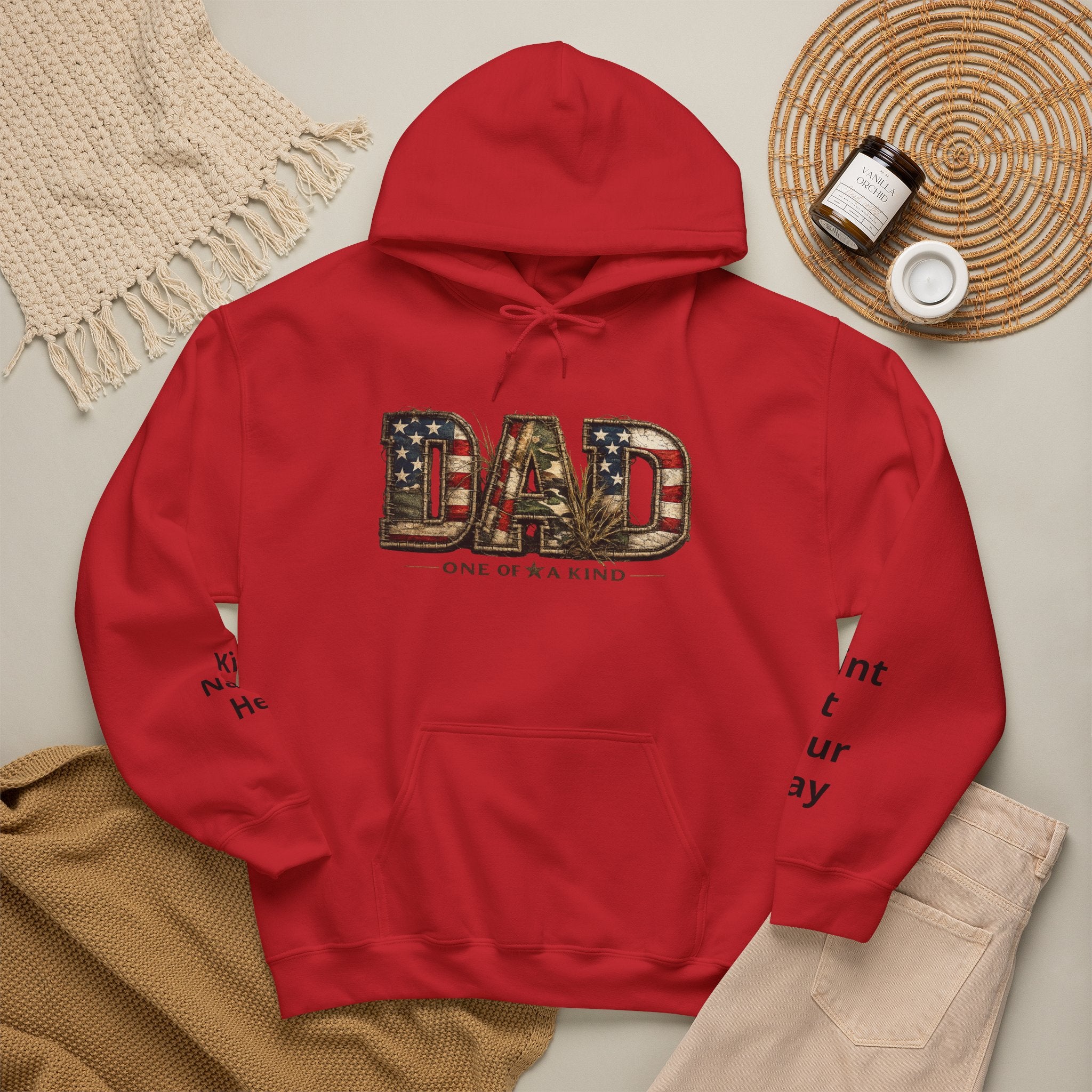 Personalizable Dad One of a Kind Hoodie — American Flag Patriotic Father’s Day Sweatshirt