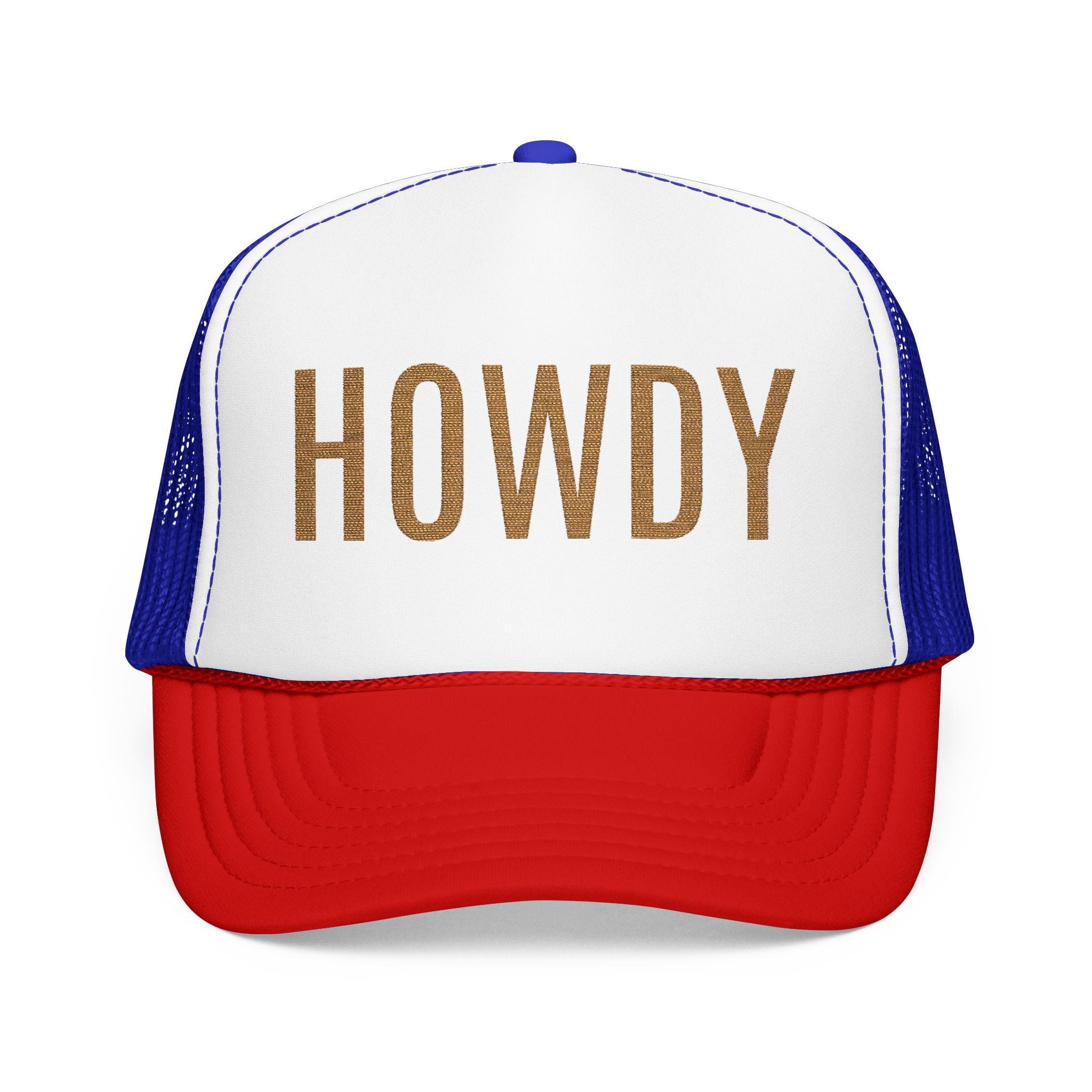 Howdy Trucker Hat — Glitter Letter Foam Mesh Cap