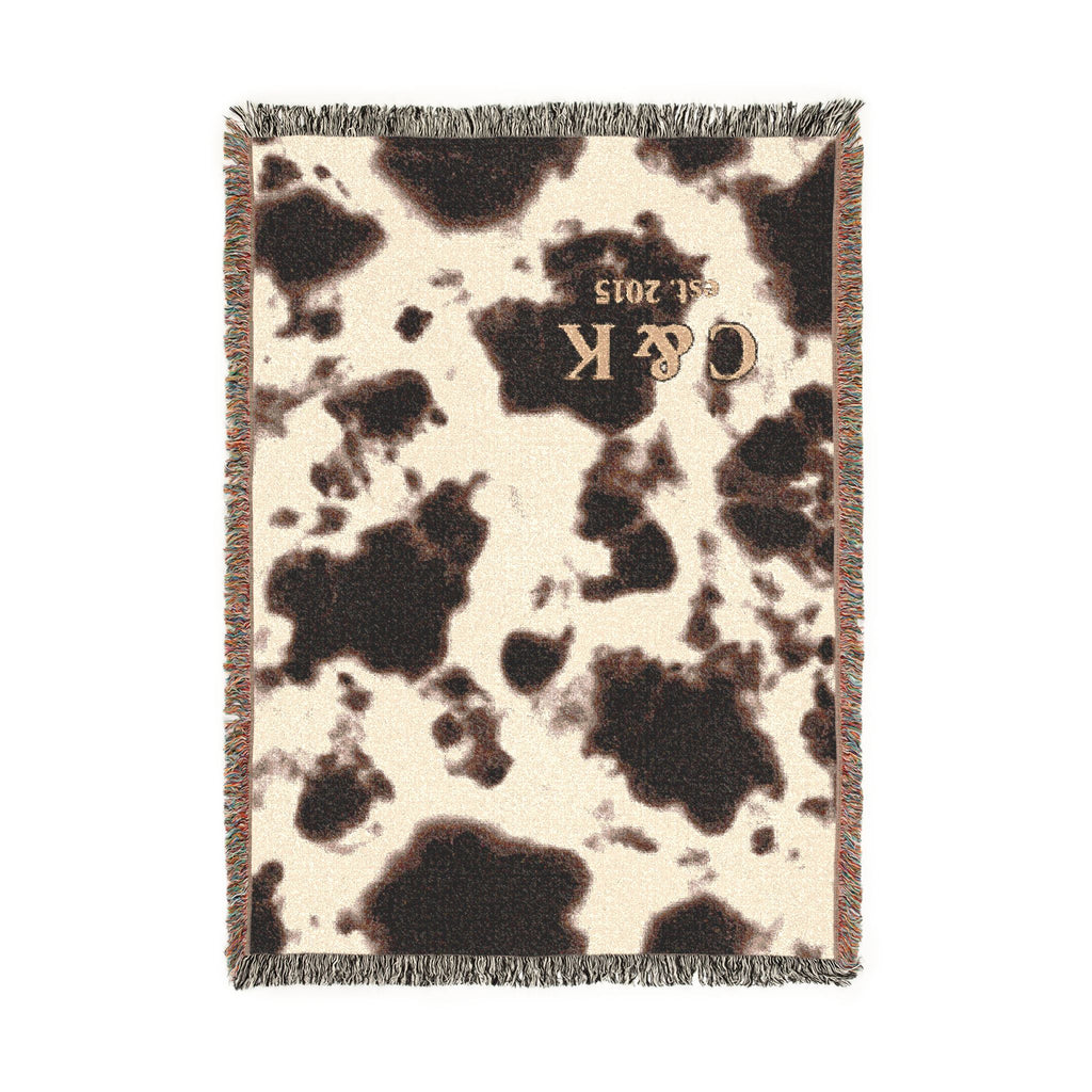 Cowhide Pattern Woven Blanket — Rustic Western Throw for Living Room & Cabin