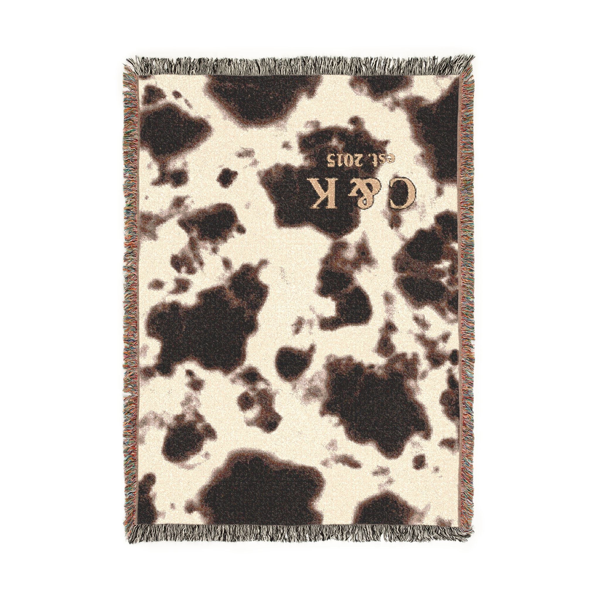 Cowhide Pattern Woven Blanket — Rustic Western Throw for Living Room & Cabin
