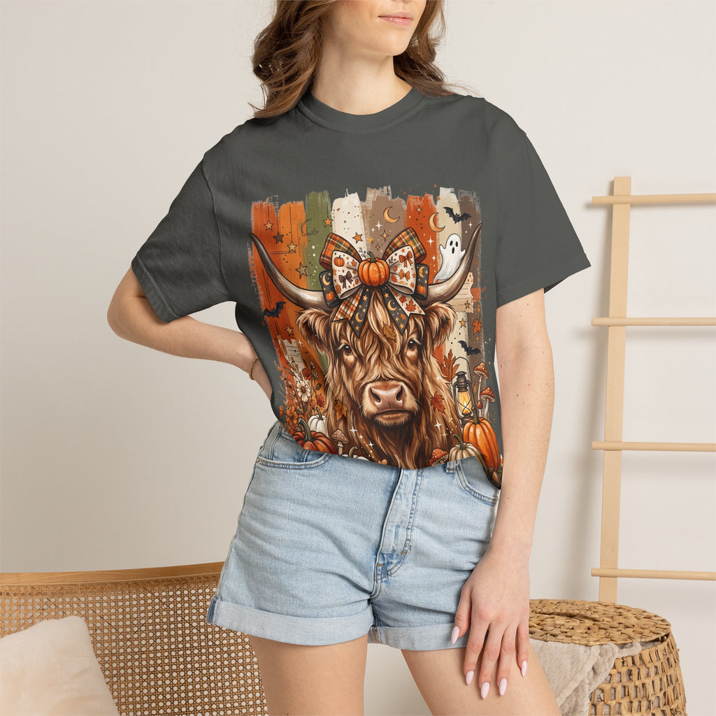 Highland Cow Halloween Pumpkin T-Shirt