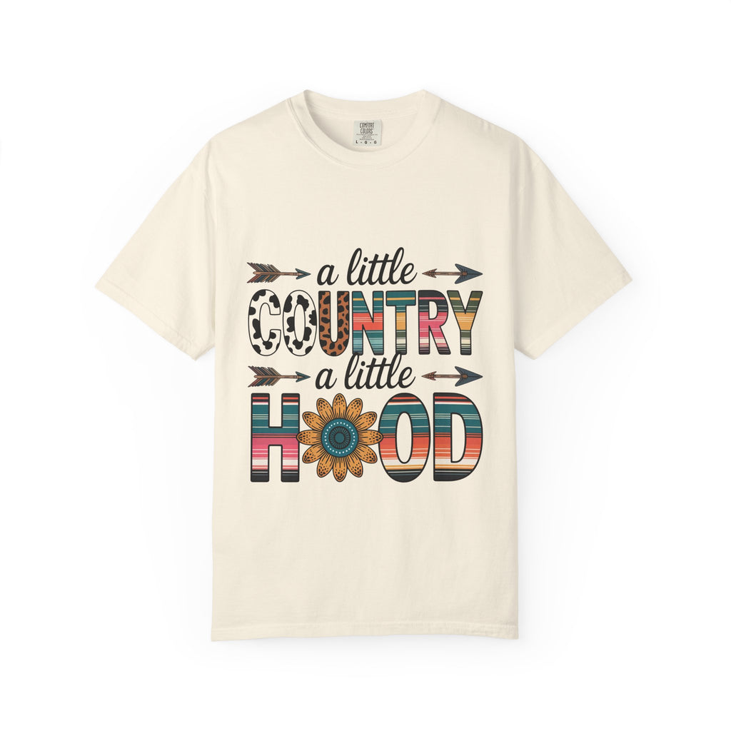Country & Hood Graphic T-Shirt — "A Little Country A Little Hood" Sunflower Design