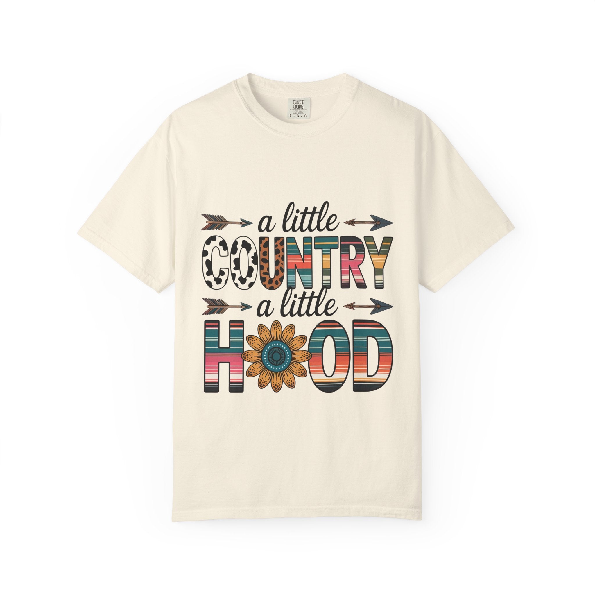 Country & Hood Graphic T-Shirt — "A Little Country A Little Hood" Sunflower Design