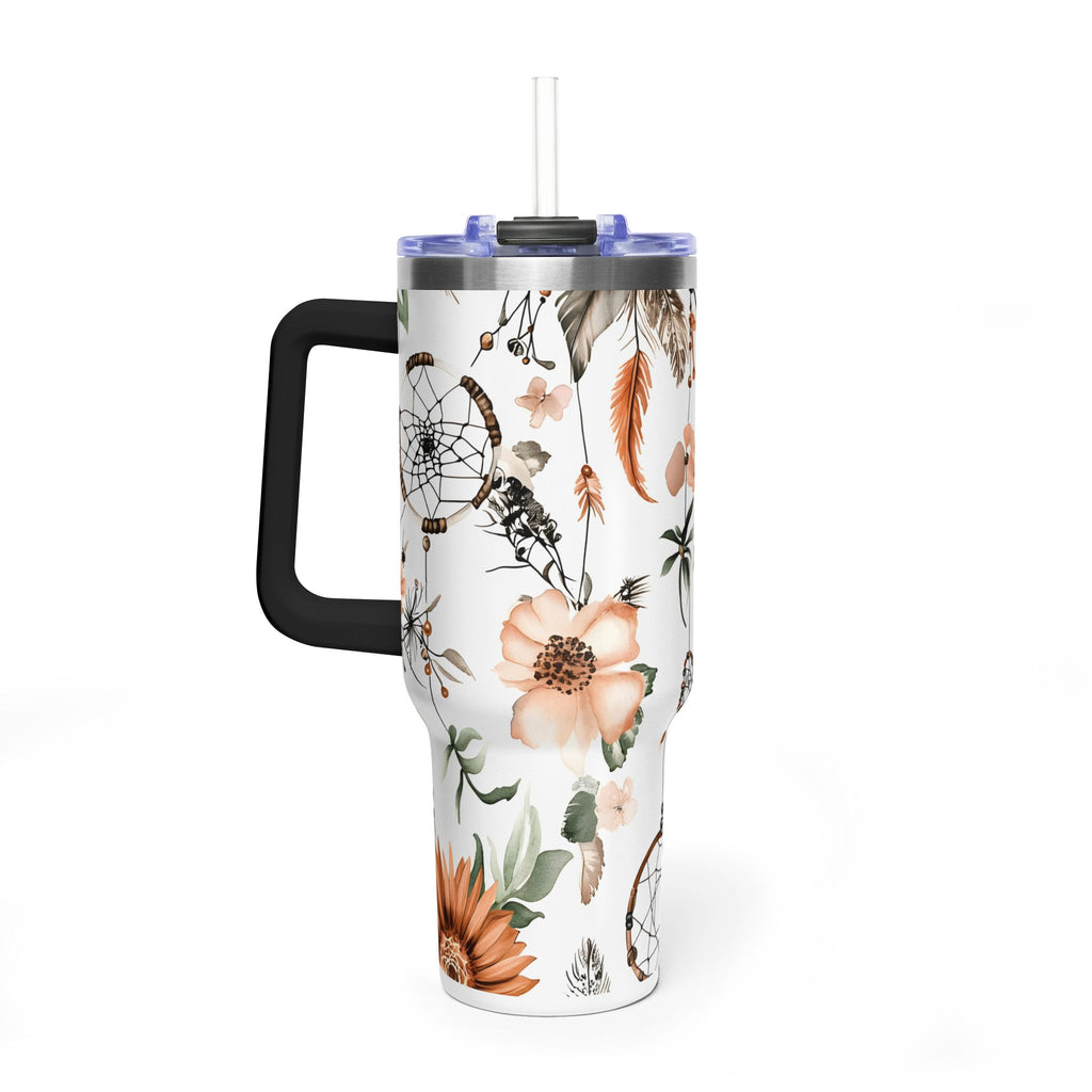40oz Dreamcatcher Floral Tumbler - Insulated Vacuum Travel Cup