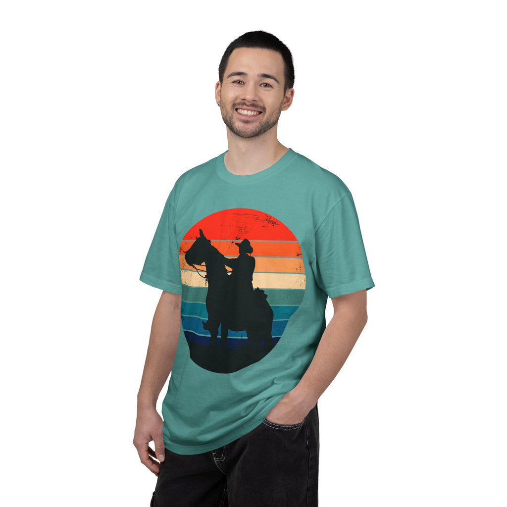 Cowboy Silhouette T-Shirt — Retro Sunset Western Tee
