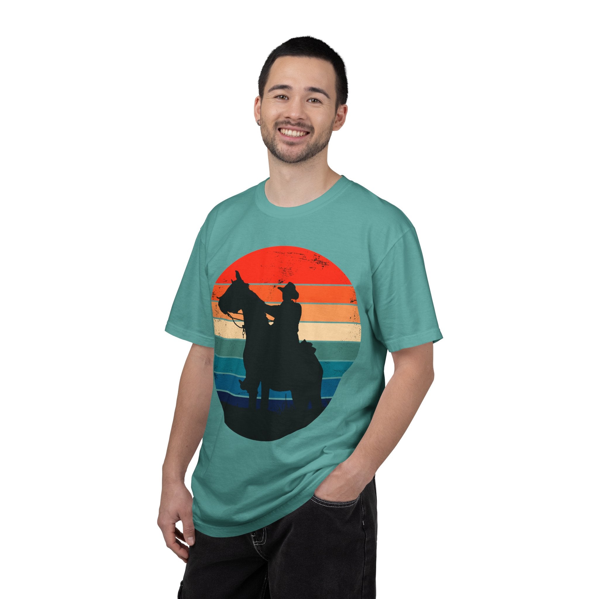 Cowboy Silhouette T-Shirt — Retro Sunset Western Tee