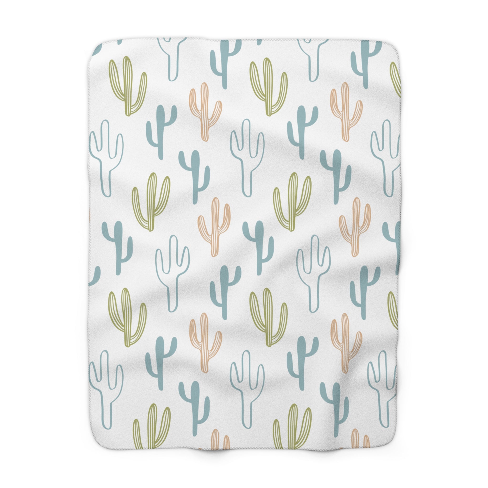 Cactus Cozy Sherpa Blanket — Soft Pastel Desert Throw