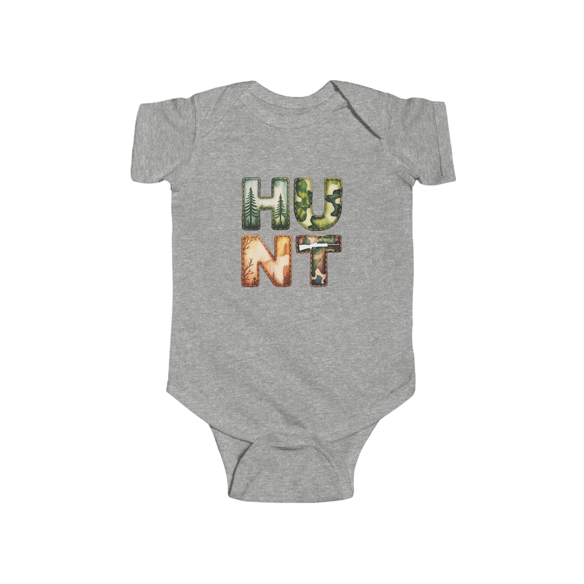 Infant Bodysuit "HUNT" Camo Letters Baby One-Piece
