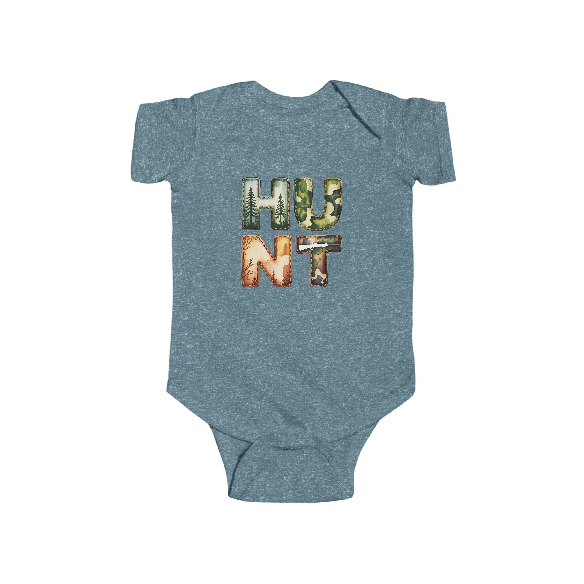 Infant Bodysuit "HUNT" Camo Letters Baby One-Piece