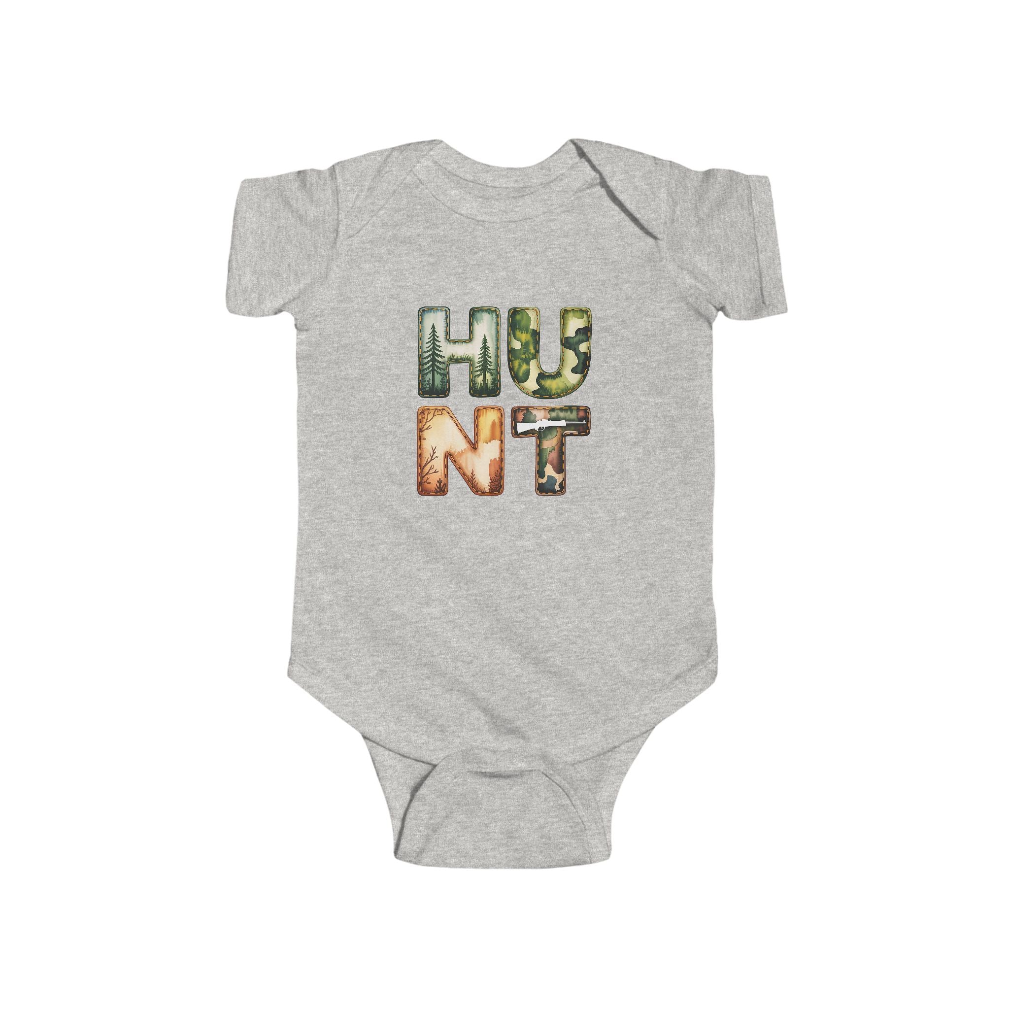 Infant Bodysuit "HUNT" Camo Letters Baby One-Piece