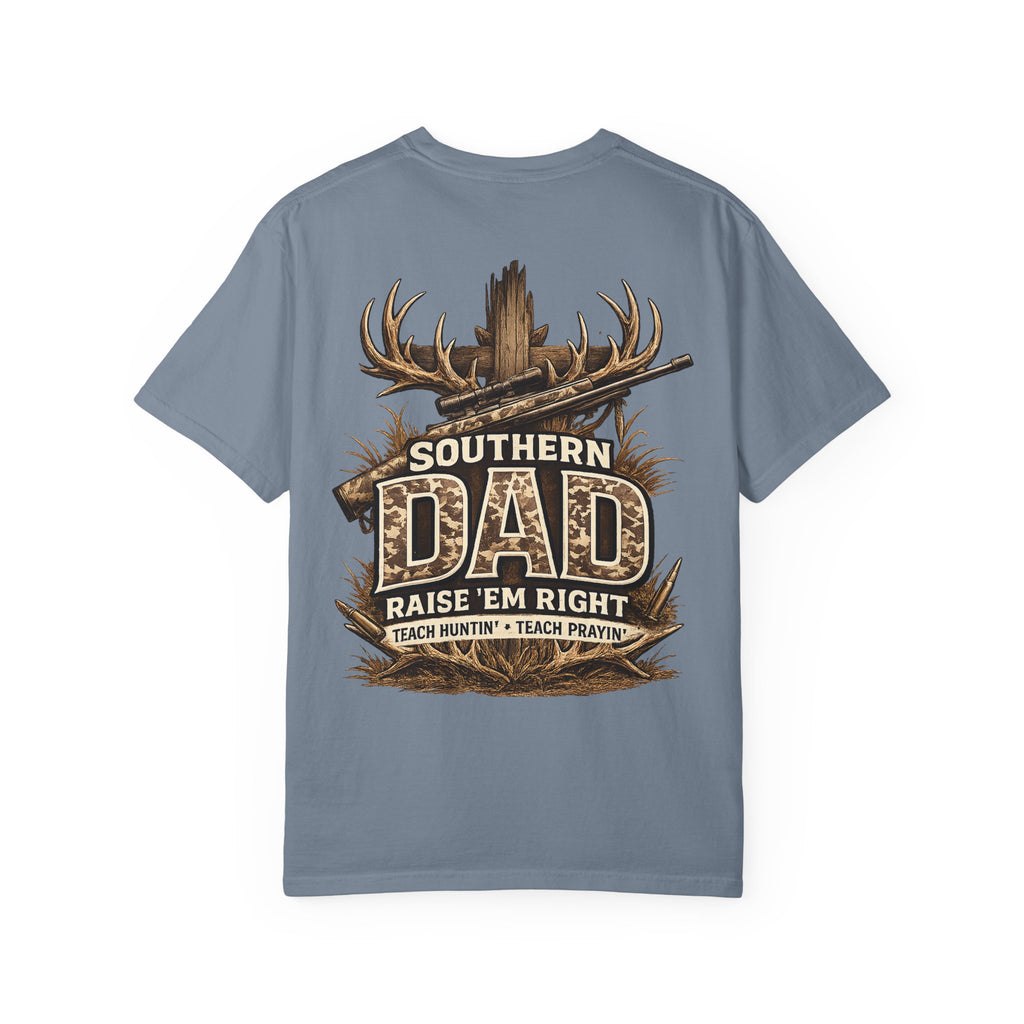 Southern Dad Hunting T-Shirt — "Raise 'Em Right" Graphic Tee