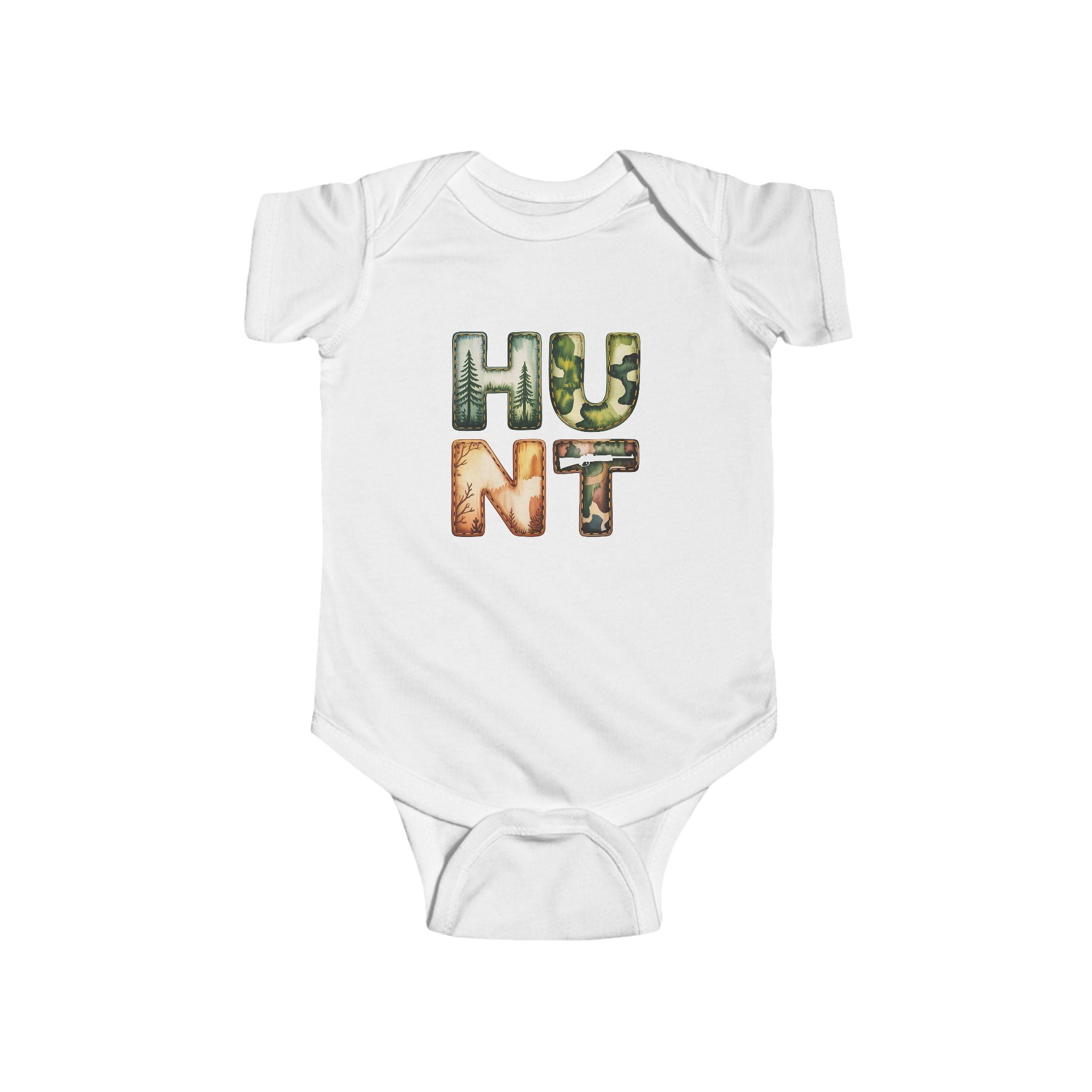 Infant Bodysuit "HUNT" Camo Letters Baby One-Piece
