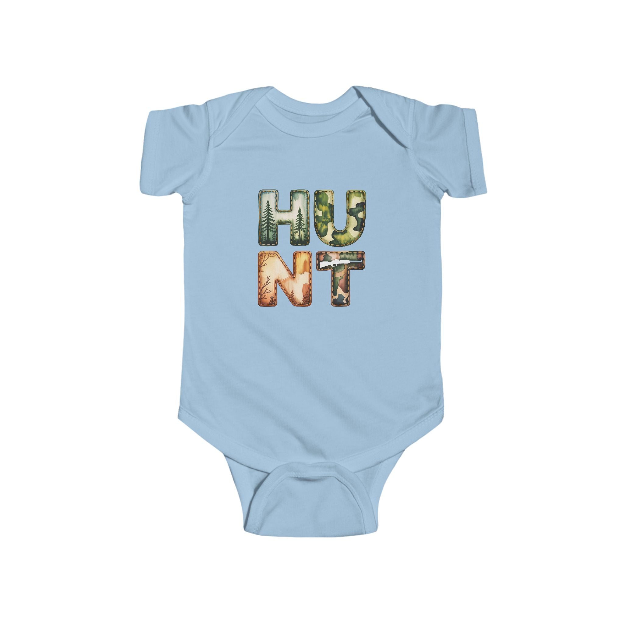 Infant Bodysuit "HUNT" Camo Letters Baby One-Piece