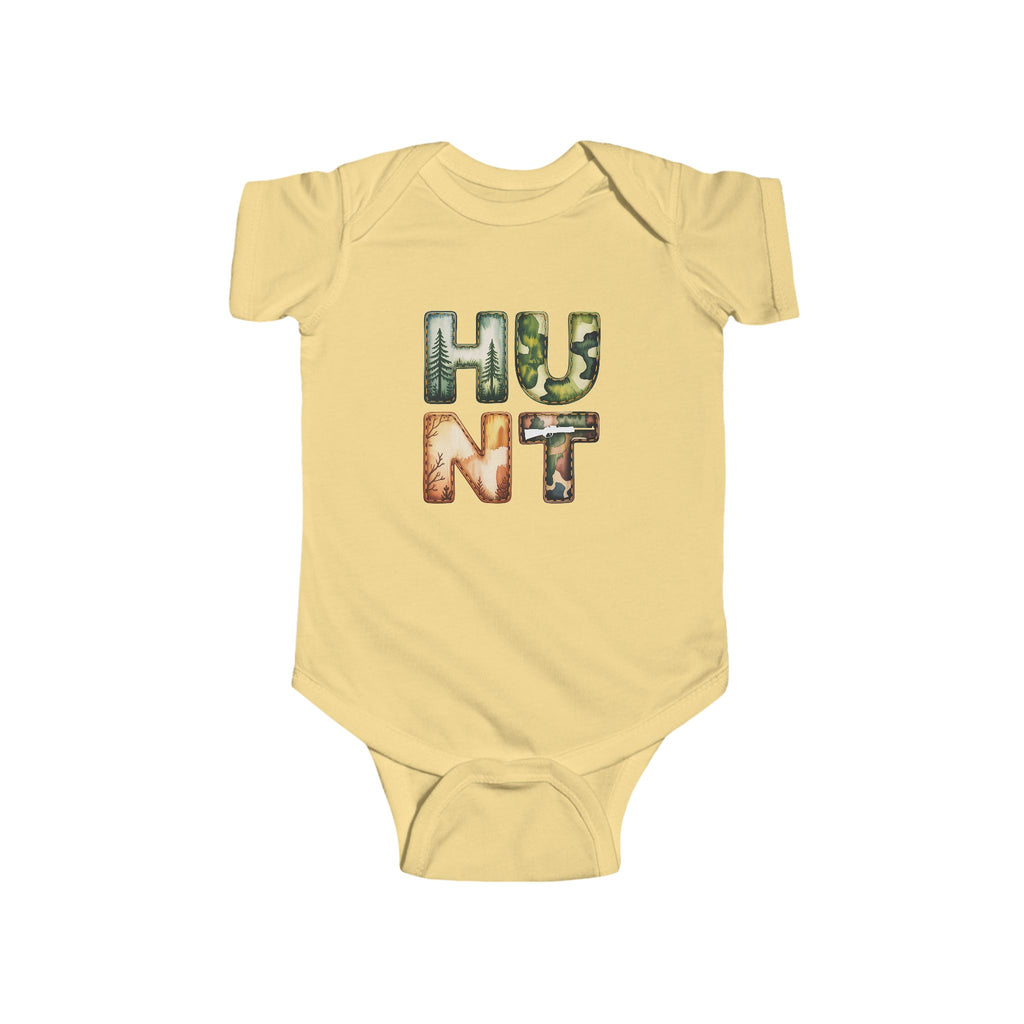 Infant Bodysuit "HUNT" Camo Letters Baby One-Piece