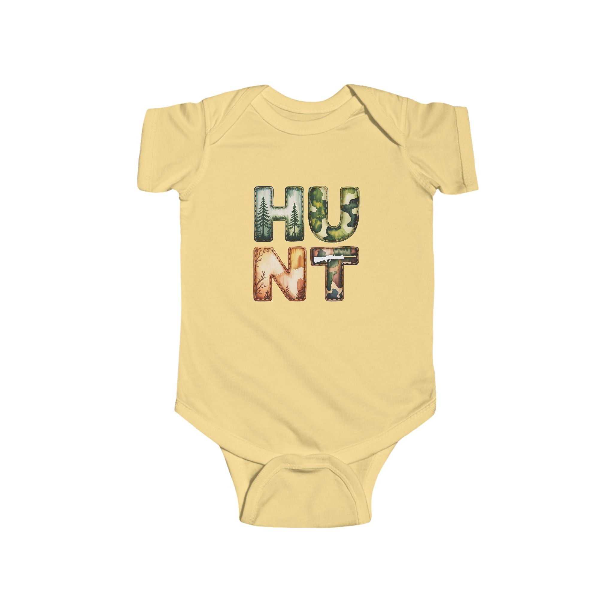 Infant Bodysuit "HUNT" Camo Letters Baby One-Piece
