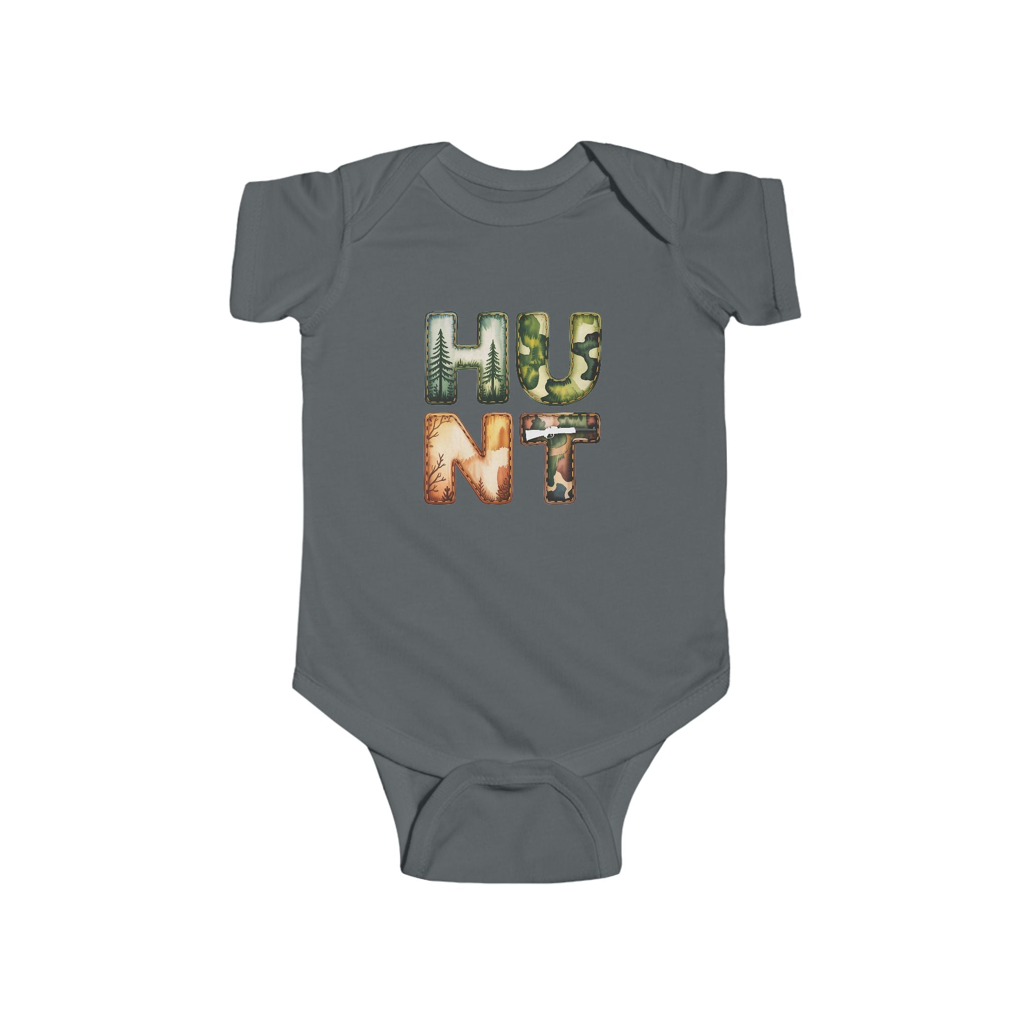 Infant Bodysuit "HUNT" Camo Letters Baby One-Piece