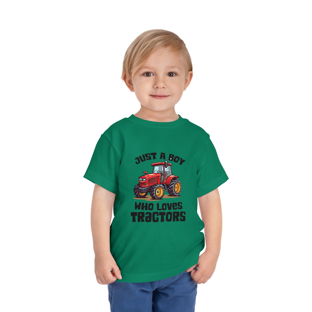 Toddler Tractor Tee — "Just a Boy Who Loves Tractors" Cute Farm Kids Shirt