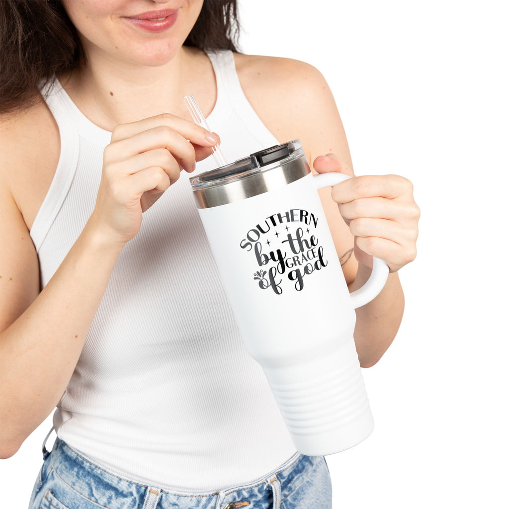 40oz Insulated Travel Mug — "Southern by the Grace of God" Stainless Tumbler