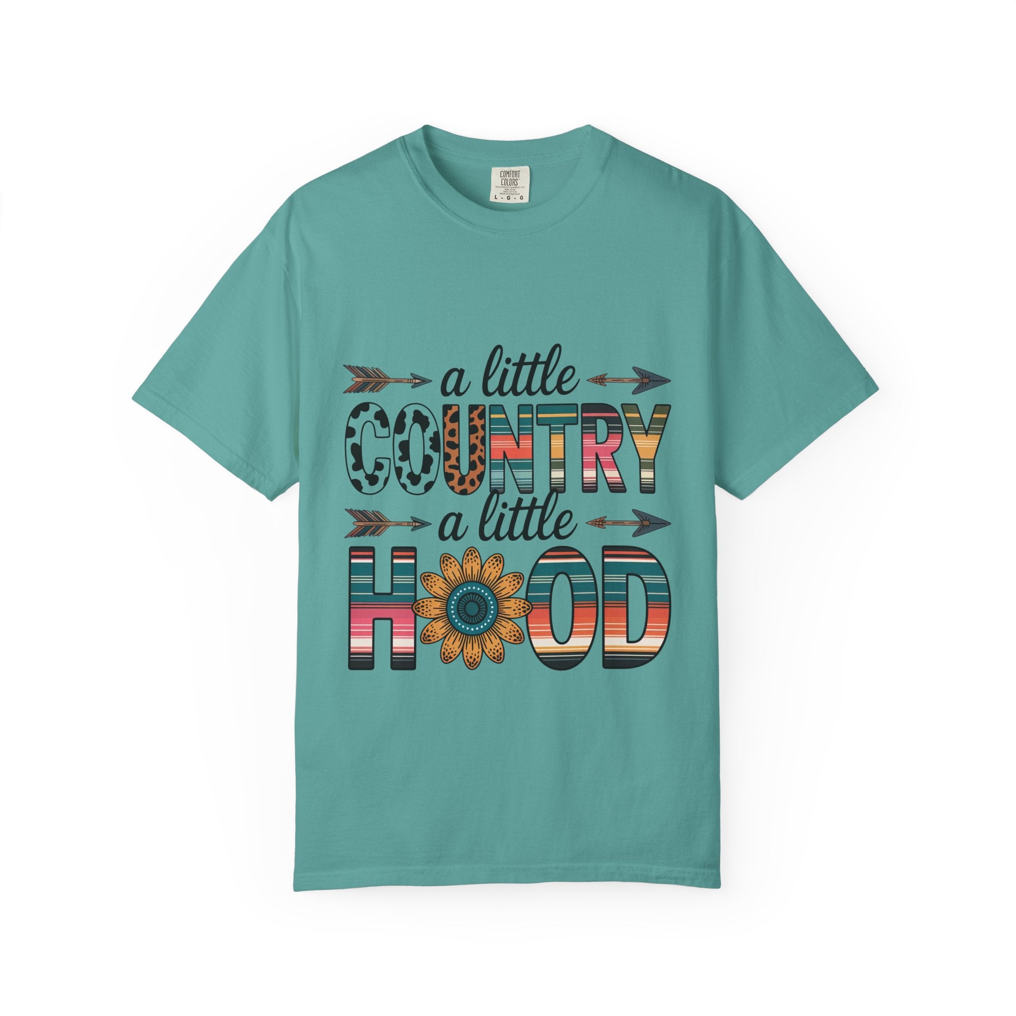Country & Hood Graphic T-Shirt — "A Little Country A Little Hood" Sunflower Design