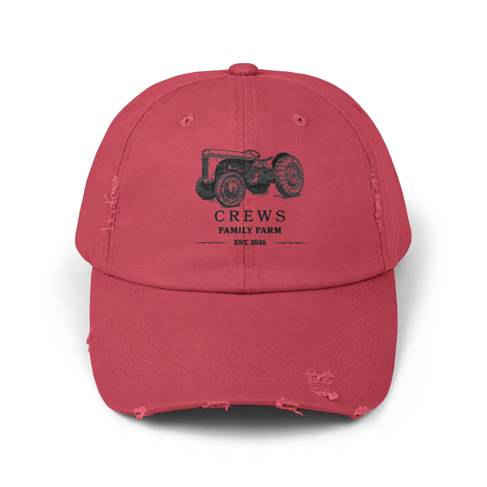 Distressed Tractor Cap — "Crews Family Farm" Vintage Farmers Hat