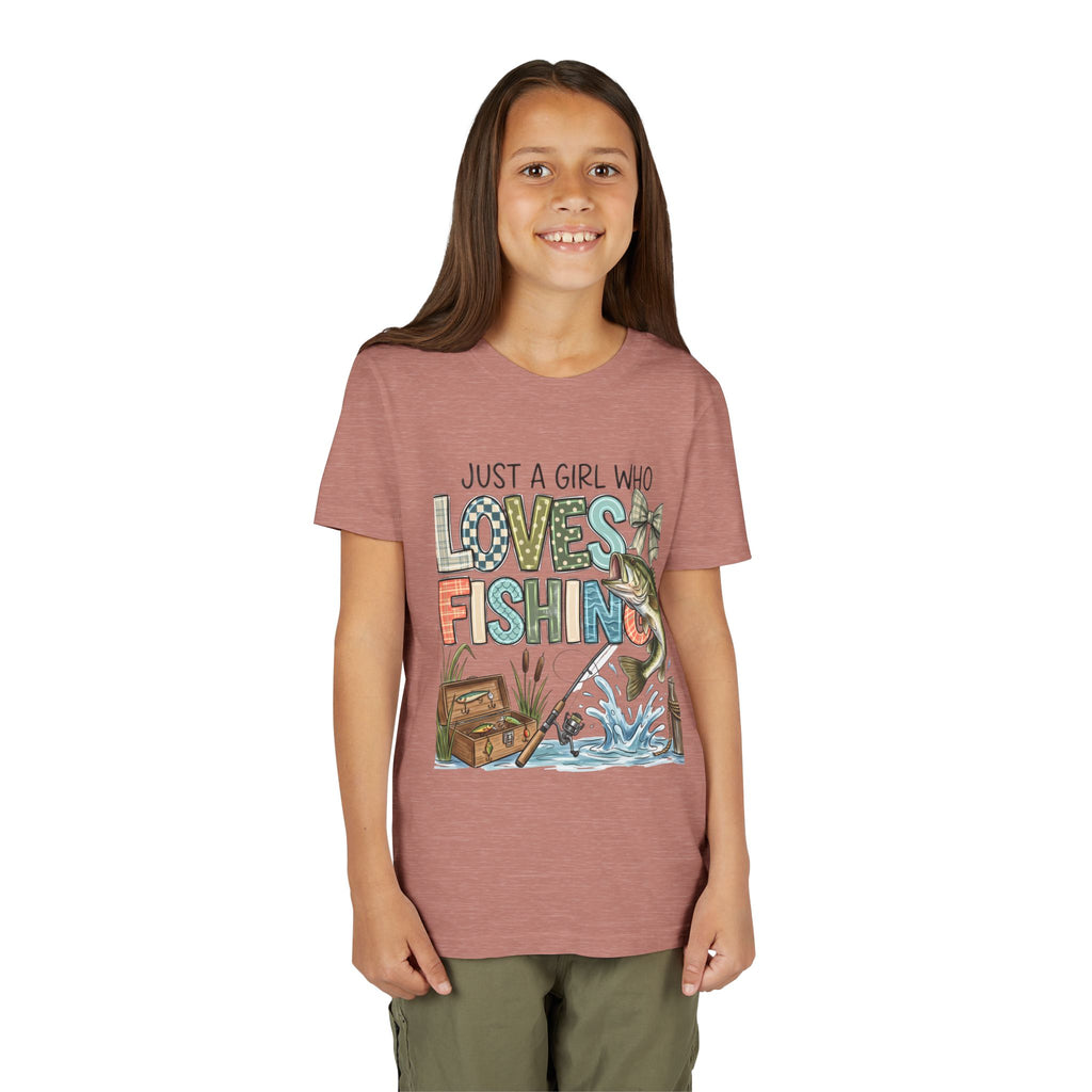 Youth Fishing Tee — "Just a Girl Who Loves Fishing" Graphic Shirt