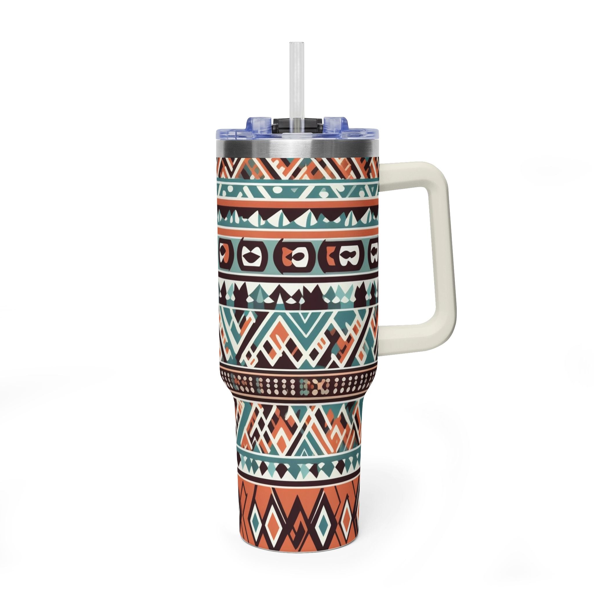 40oz Aztec Thermal Tumbler – Insulated Travel Cup with Handle