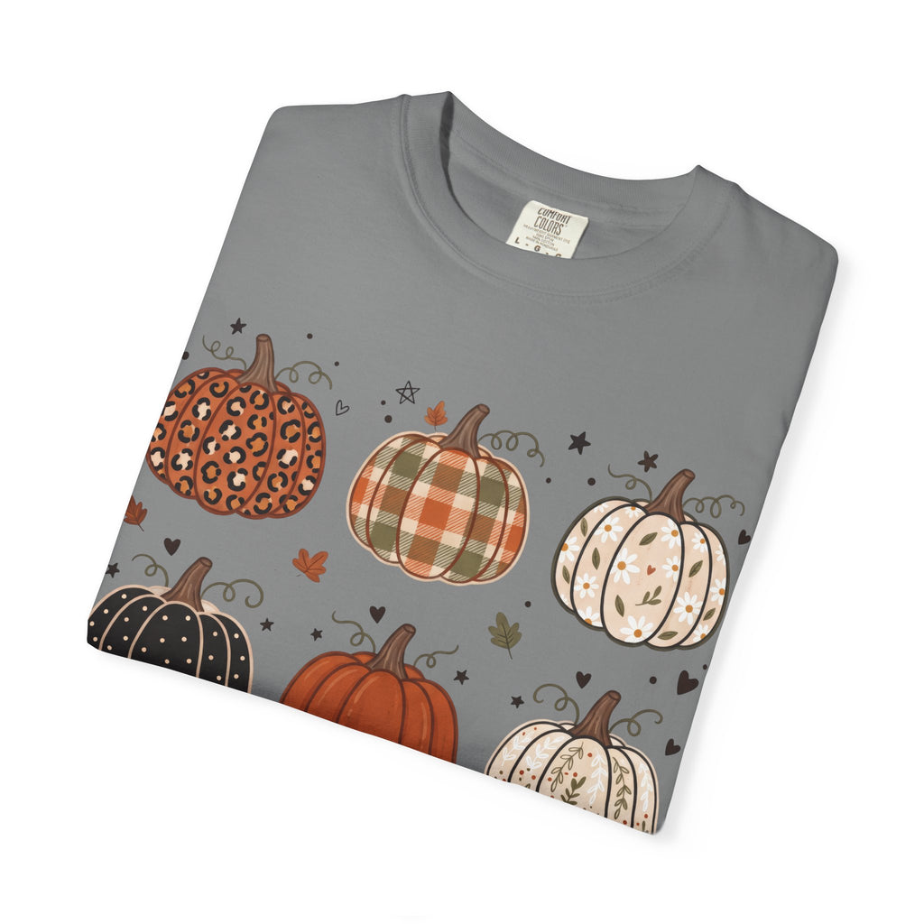 Pumpkin Patch T-Shirt — Fall Plaid & Floral Pumpkins Graphic Tee