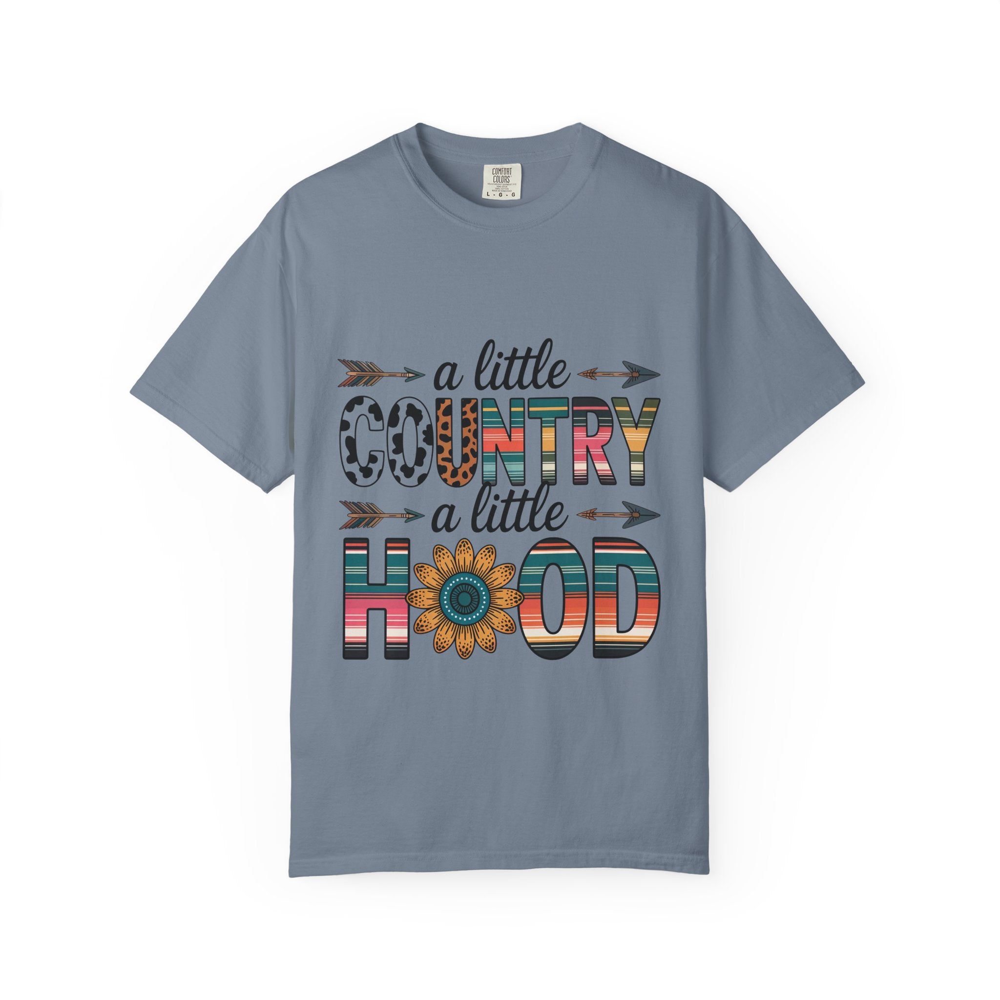 Country & Hood Graphic T-Shirt — "A Little Country A Little Hood" Sunflower Design