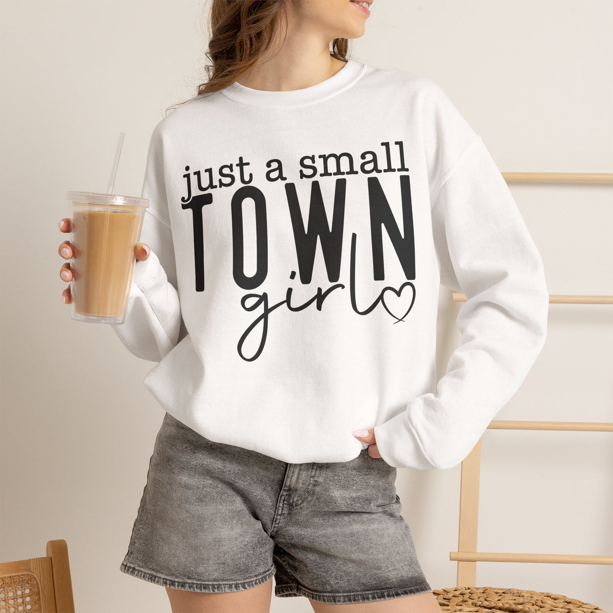 Just a Small Town Girl Sweatshirt — Cozy Graphic Crewneck