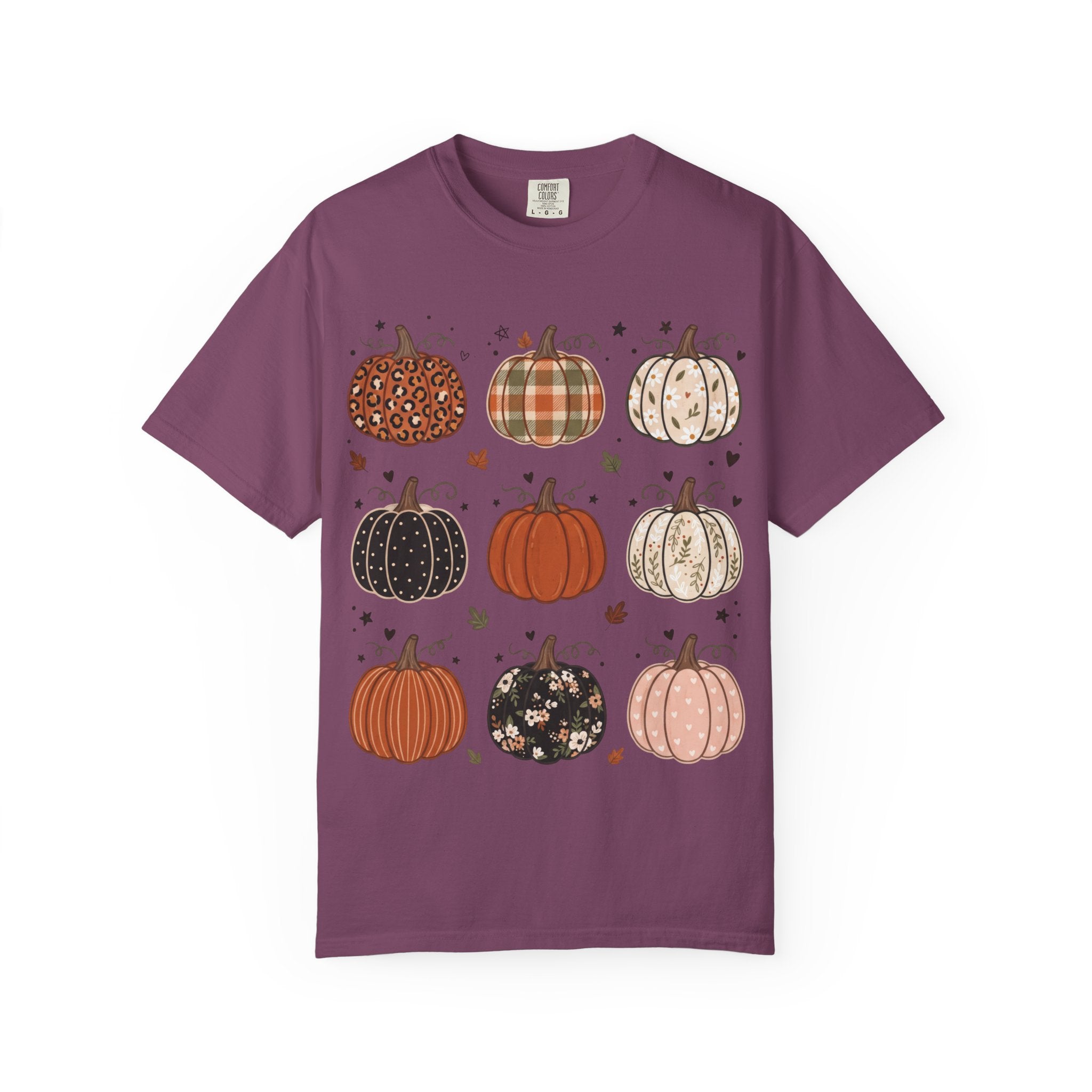Pumpkin Patch T-Shirt — Fall Plaid & Floral Pumpkins Graphic Tee