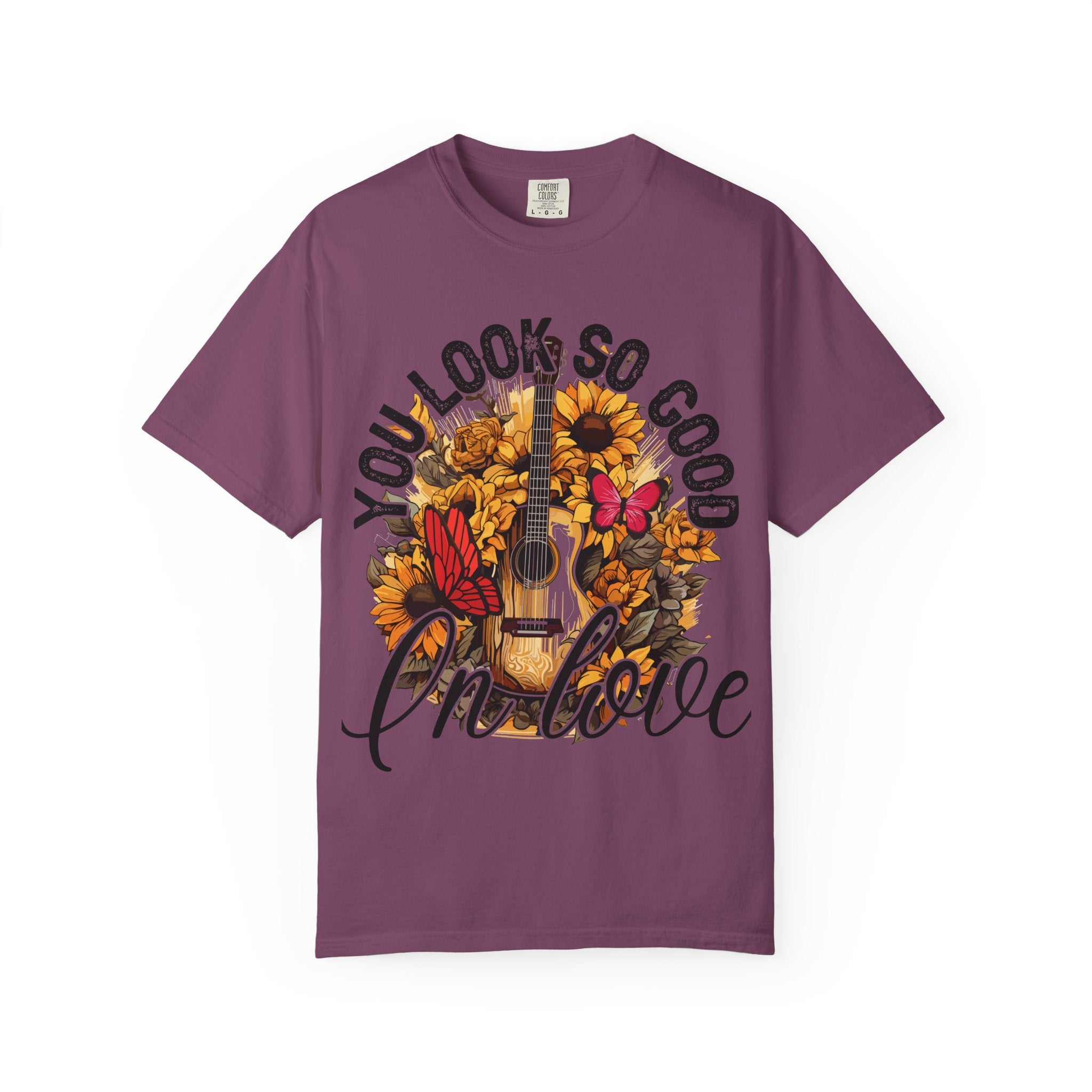 You Look So Good I'm In Love Guitar Floral T-Shirt