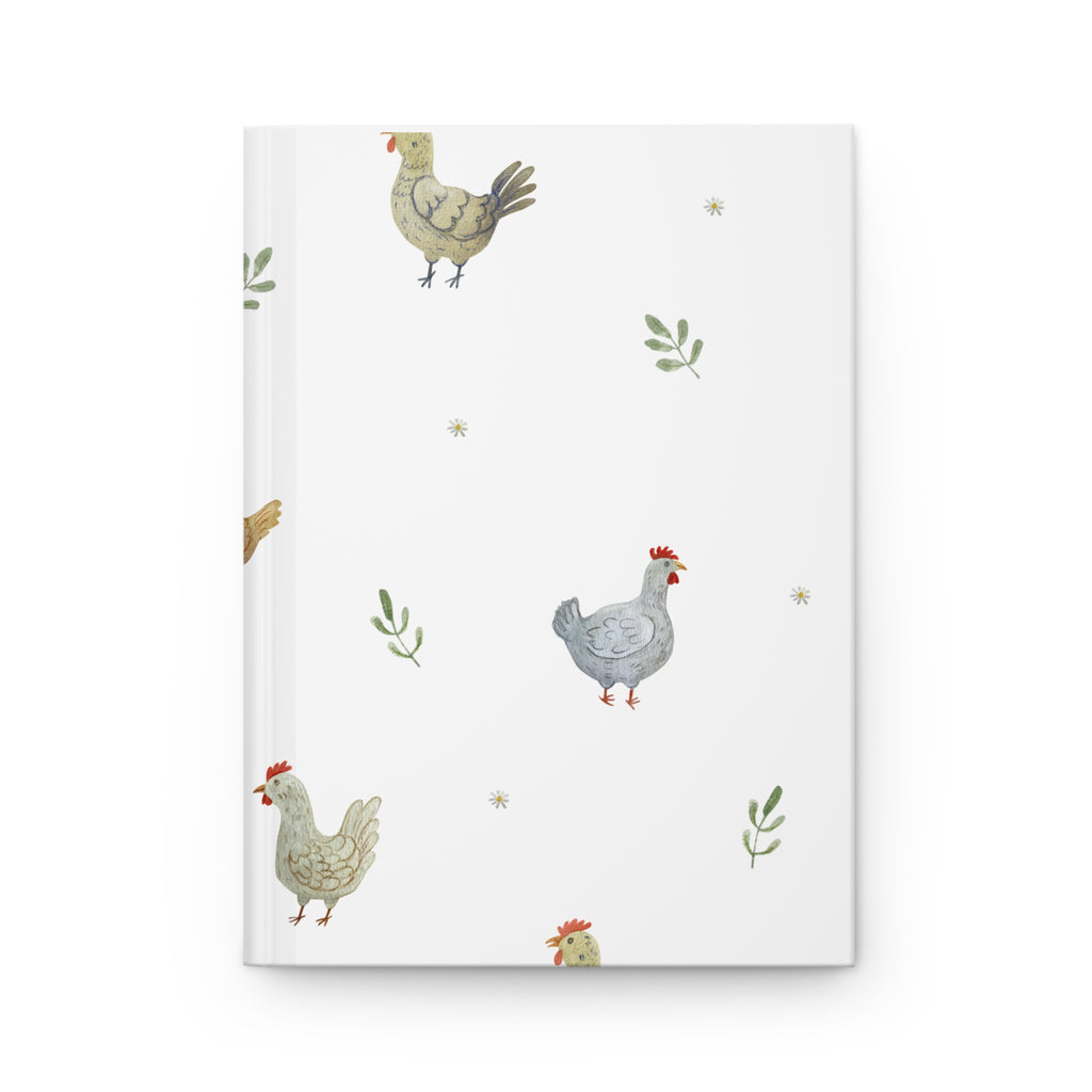 Chicken Pattern Hardcover Journal — Cute Farmhouse Notebook for Notes & Recipes