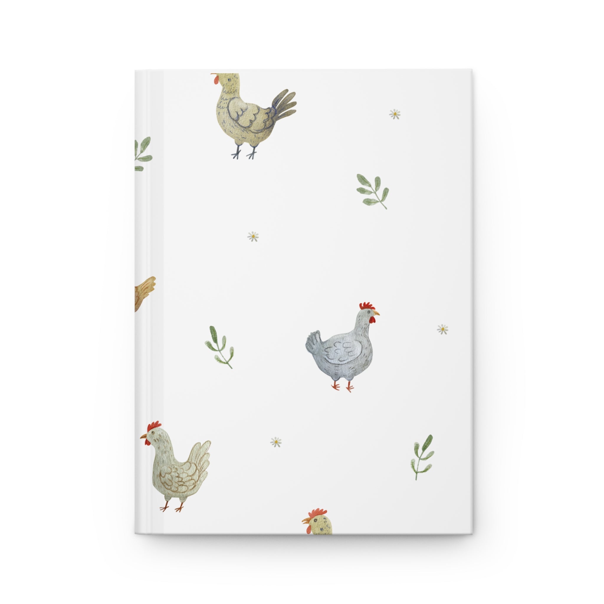 Chicken Pattern Hardcover Journal — Cute Farmhouse Notebook for Notes & Recipes