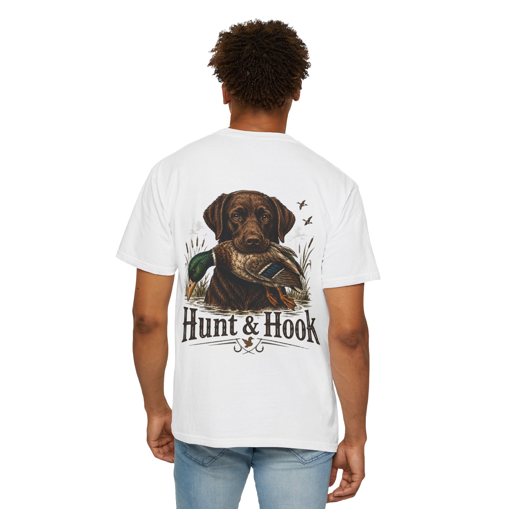 Hunt & Hook Retriever T-Shirt — Hunting Dog & Duck Graphic Tee