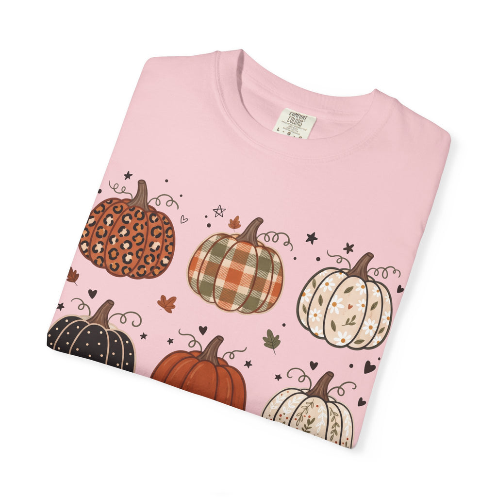 Pumpkin Patch T-Shirt — Fall Plaid & Floral Pumpkins Graphic Tee