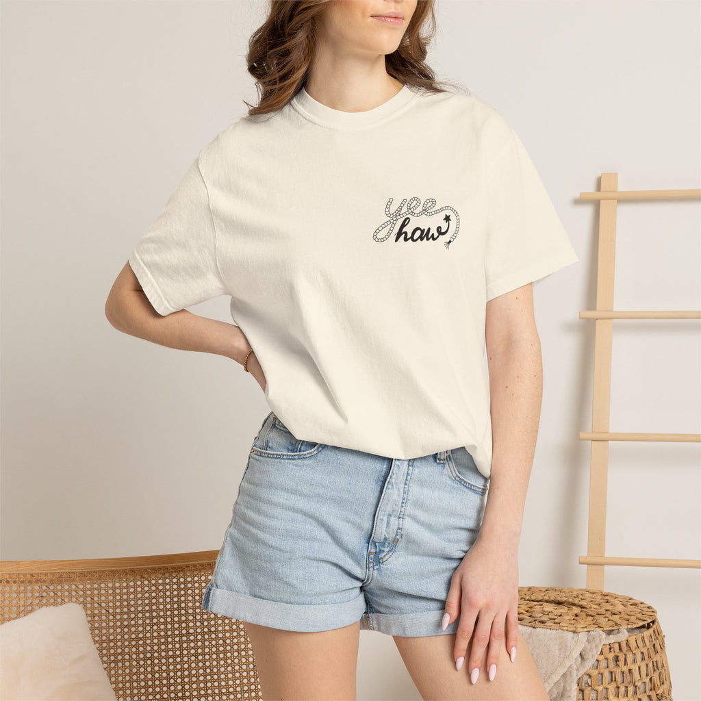Cowboy Hat & Boots T-Shirt — 'Yee Haw' Graphic Western Tee