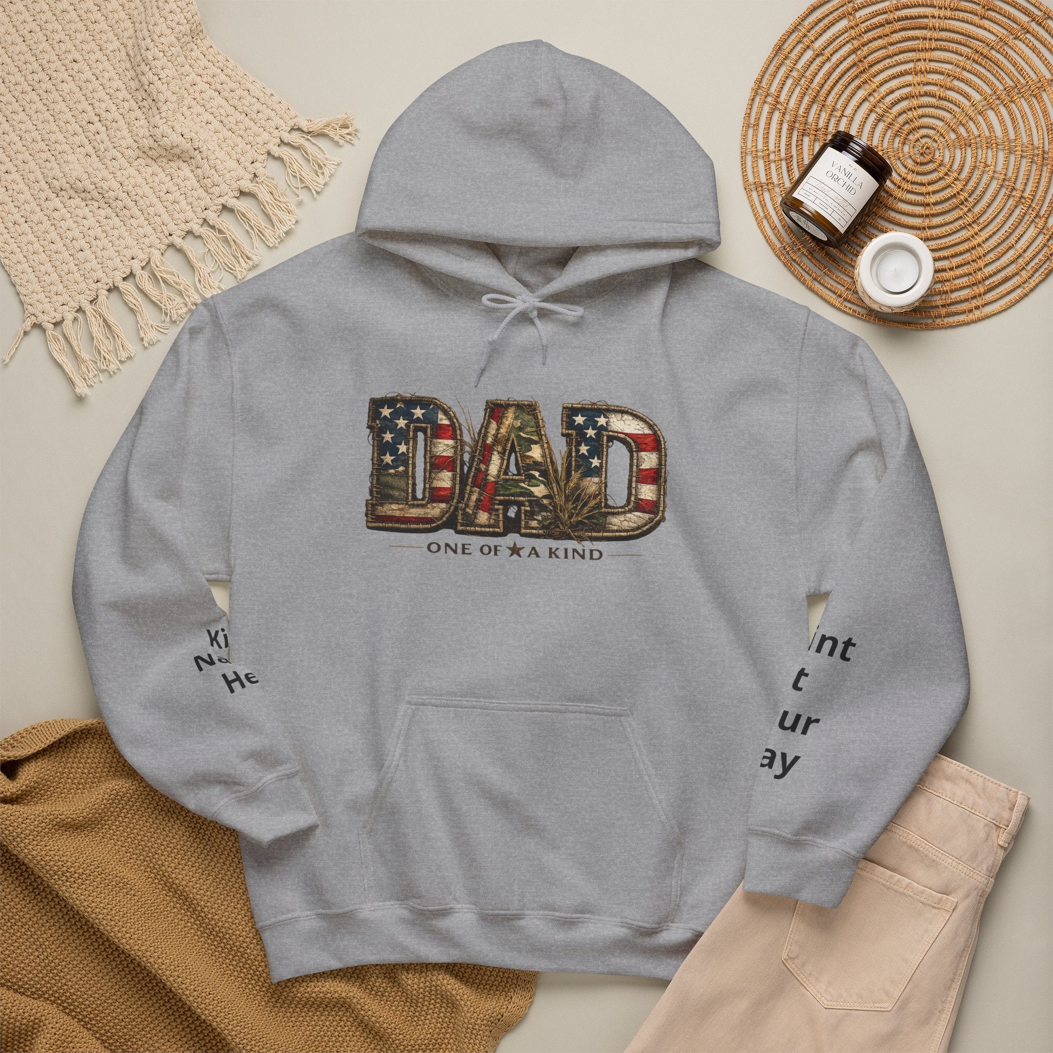 Personalizable Dad One of a Kind Hoodie — American Flag Patriotic Father’s Day Sweatshirt