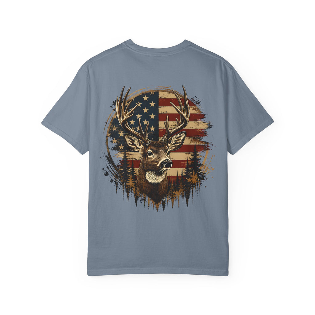 American Flag Deer T-Shirt — Patriotic Hunting Graphic Tee