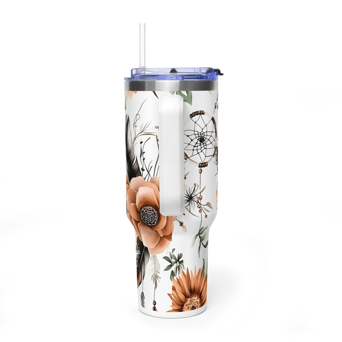 40oz Dreamcatcher Floral Tumbler - Insulated Vacuum Travel Cup