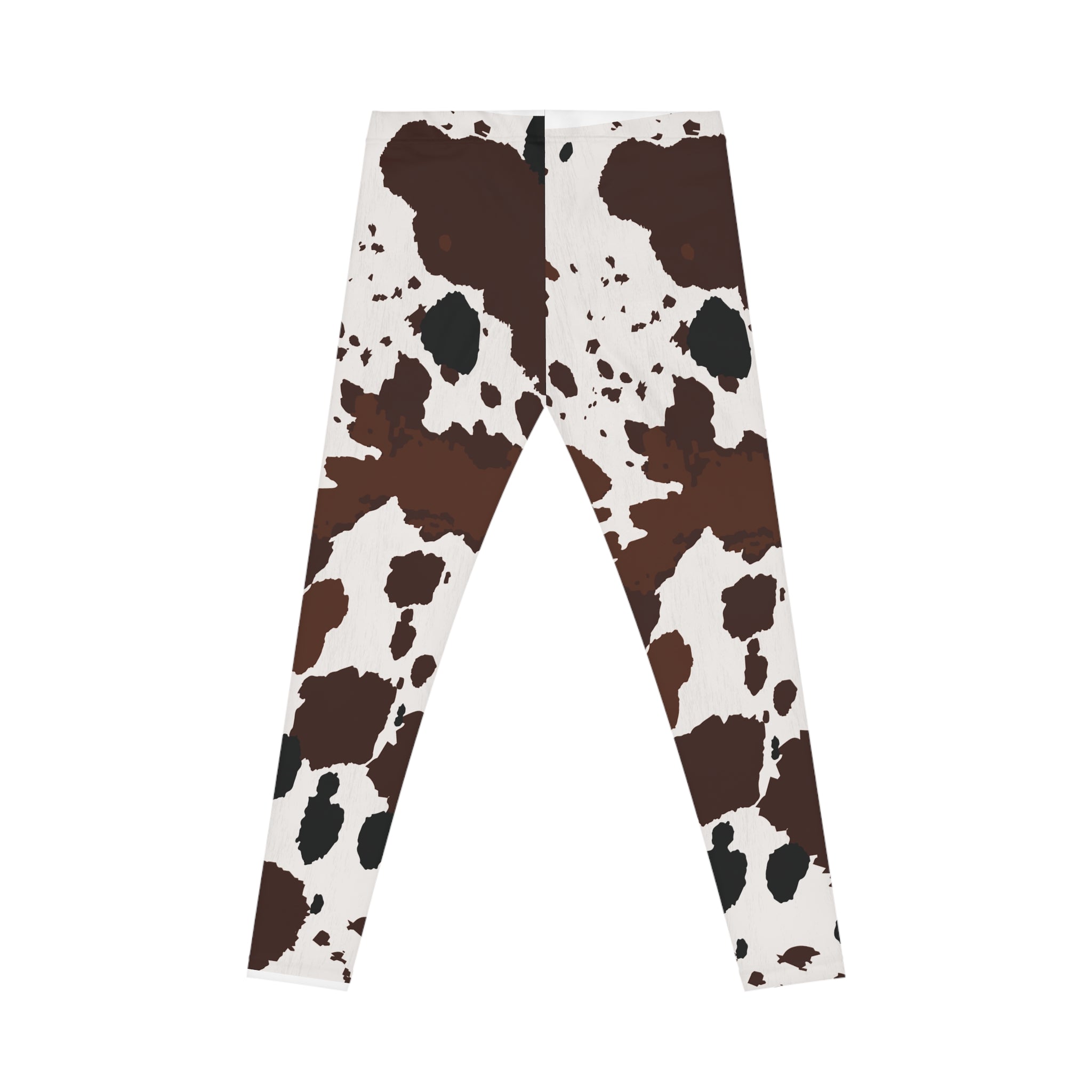 Cow Print Leggings - Brown & White All-Over Print Women's Casual Leggings