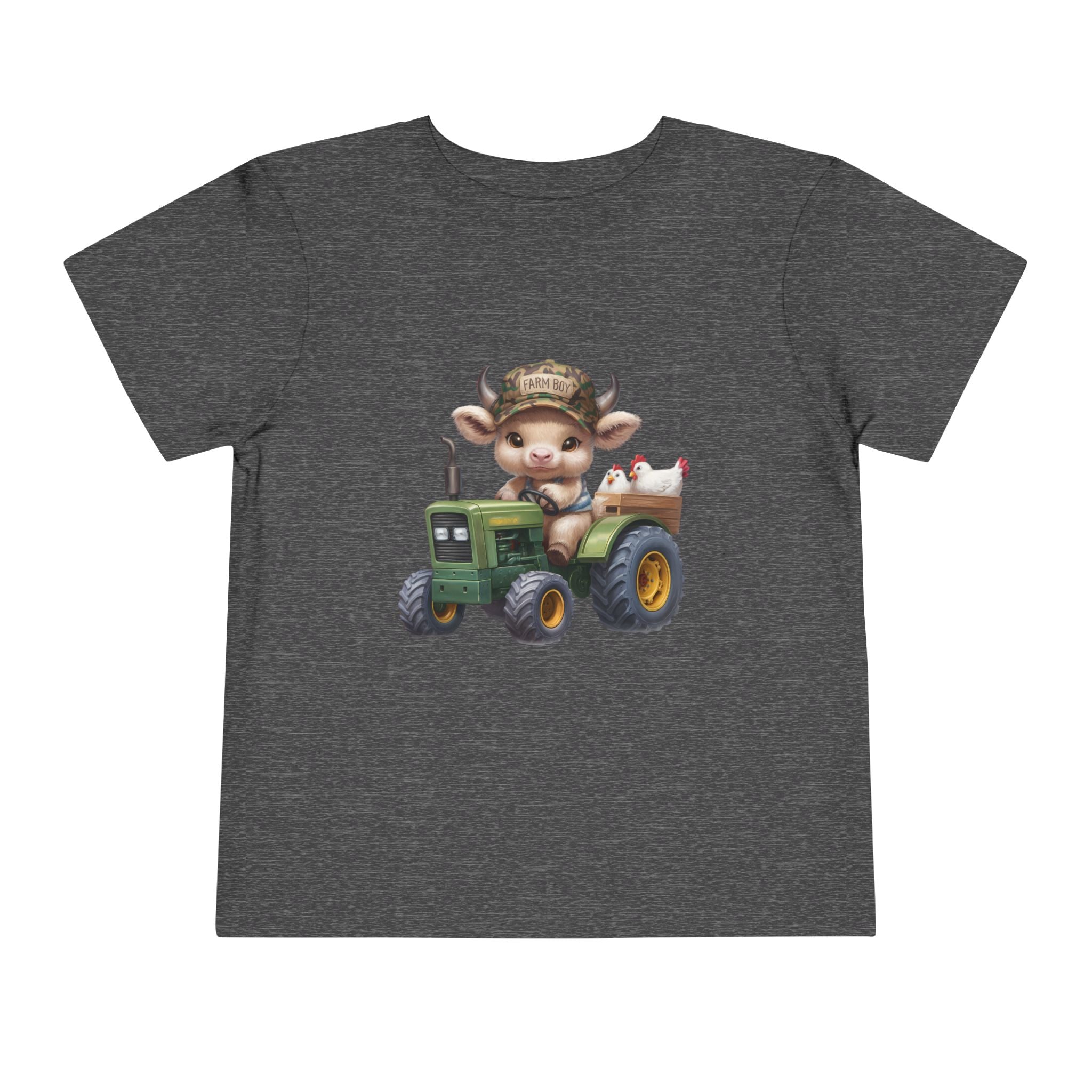 Toddler Tee — Cute Baby Cow on Green Tractor Cute Farm Animal Shirt