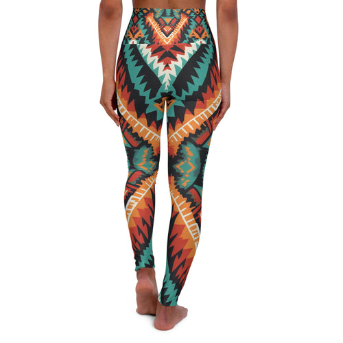 Aztec High-Waist Yoga Leggings — Tribal Geometric Print