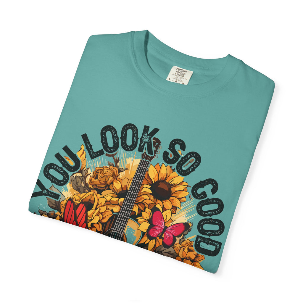 You Look So Good I'm In Love Guitar Floral T-Shirt