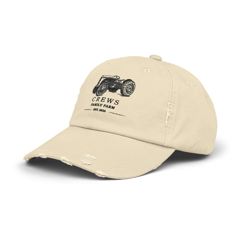 Distressed Tractor Cap — "Crews Family Farm" Vintage Farmers Hat